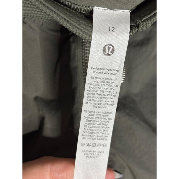 Lululemon Front Zip Mid-rise Ruched Crop Pants Army Green-sz 12 - Picture 2 of 14